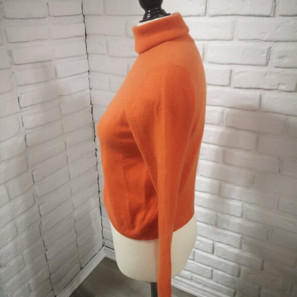 Lauren Ralph Lauren Petite Ladies Size PL Orange 100% Cashmere Turtleneck - Picture 5 of 9
